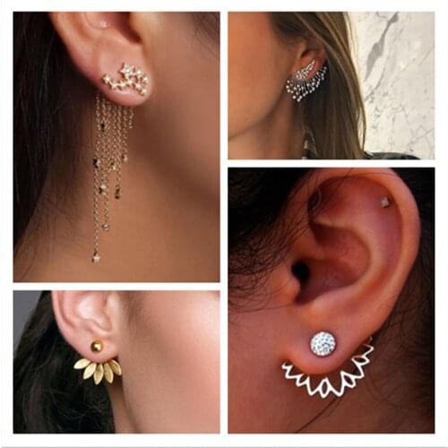 New Trendy Crescent Moon Earrings Cute Ear Tassel Geometric Round Stud Earrings for Women Sun Moon Earring Gifts