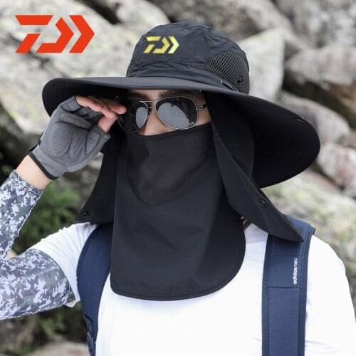 DAIWA Outdoor Climbing Fisherman Hat UV Protection Sunshade Hat Big Eaves Adjustable Hat Man Cap Daiwa Fishing Sun Hat Foldable