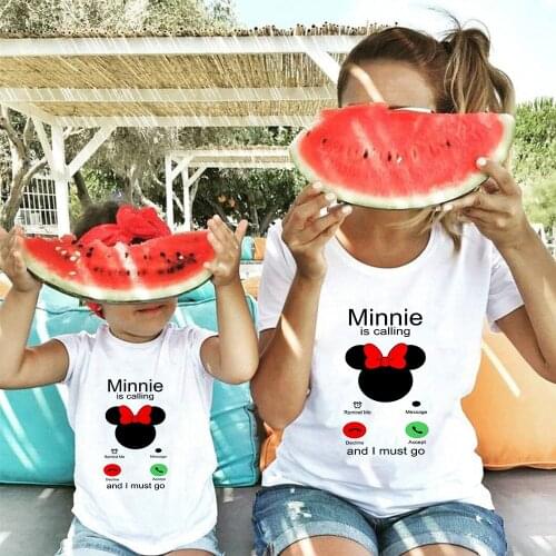 Minnie Is Calling Funny Summer T Shirt Minnie Mouse Family Matching Tshirts Mommy And Me Family Look Famiy Matching Outfits