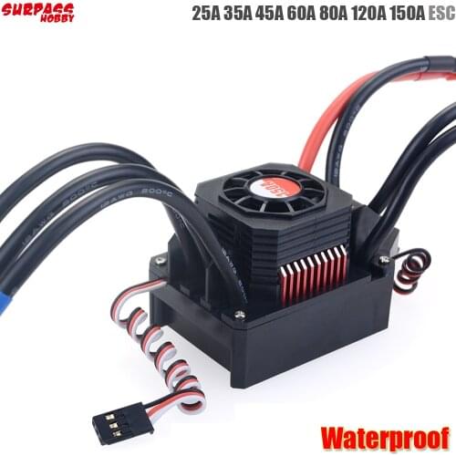 Waterproof 25A 35A 45A 60A 80A 120A 150A ESC Brushless Senseless Speed Controller for 1/8 1/10 1/12 1/20 RC Car