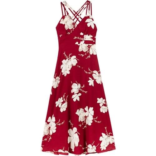 Women 2021 summer Dresses V-Neck sexy suspender dress female summer seaside vacation big floral beach dress