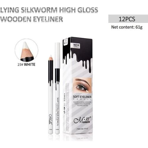 12Pcs/Set White Eyeliner Makeup Smooth Easy to Wear Eyes Brightener Eye Liner Pen Waterproof Make Up White Eyes Liner Pencils