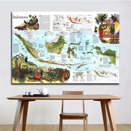 150x100cm Peta Peta Hiasan Dinding Sekolah Kantor Tahan Air Indonesia Peta Non-woven World Map Wall Sticker Map Poster