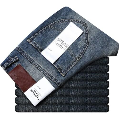 2021 Mens Jeans Cotton Slim Elastic US Brand Fashion Business Straight Pants Classic Style Spring Autumn Jeans Denim Trousers