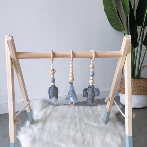 3PCS/Set Baby Rattle Toys Nordic Style Wooden Rattle Ring Beads Play Toy Stroller Hanging Toys Newborn Infant Gift