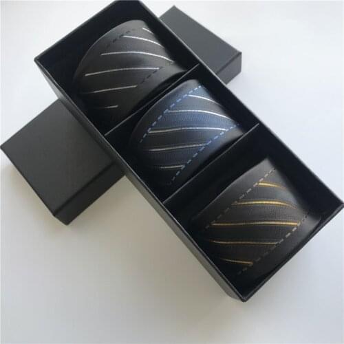 3 Pieces/Set Popular Men Necktie Contrast Knot High Quality Grids Striped Ties Cravat with Gift Box