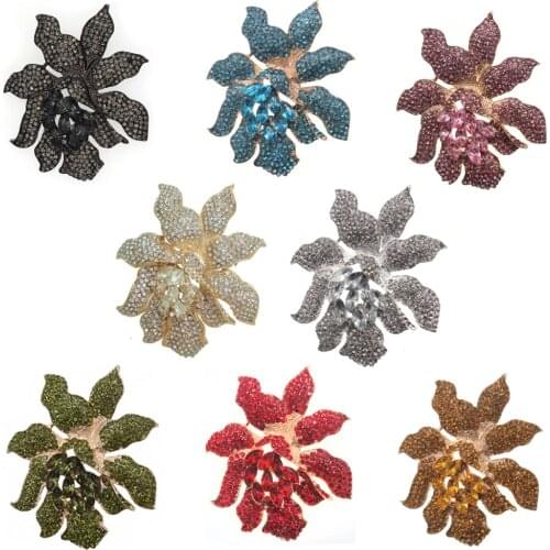 50/100 pcs/lot Fashion Wedding Jewelry Austrian Rhinestone Crystal Large Orchid Flower Brooch Pin