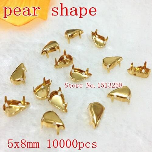 5x8mm,8x4.8mm 10000pcs Pear Drop shape Gold Metal Claw Setting Teardrop Claw Cups 5x8mm,8x4.8mm