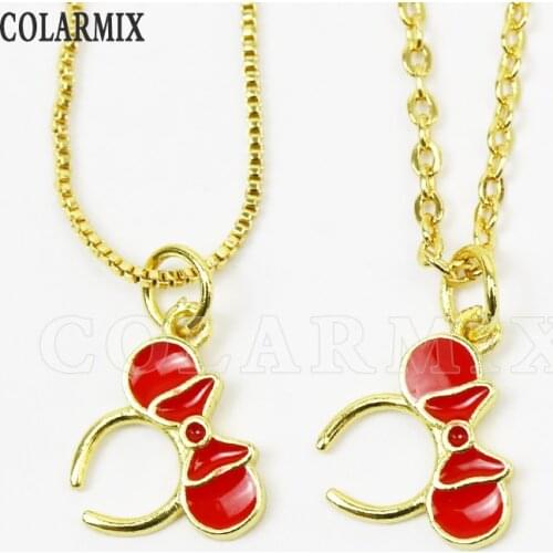 6Pcs Enamel TIny Red Bow Pendant Necklace Fashion Jewelry Pendant necklace Fashion jewelry pendant Necklace 7460