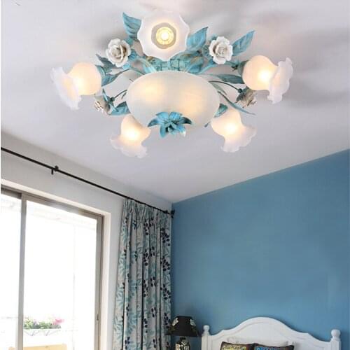 American flower ceiling lamp modern ceramic LED ceiling Lights Living Room Lighting Bedroom led ceiling light bathroom 110-240V