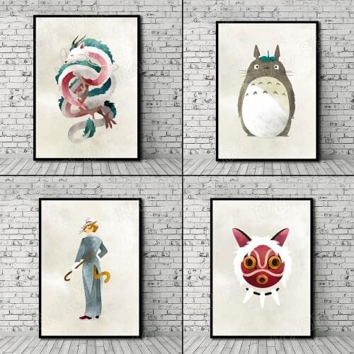 Home Wall Art Modular Decor Canvas Painting Miyazaki Hayao Anime Nordic Modern Style Pictures Printed Simple Poster Living Room