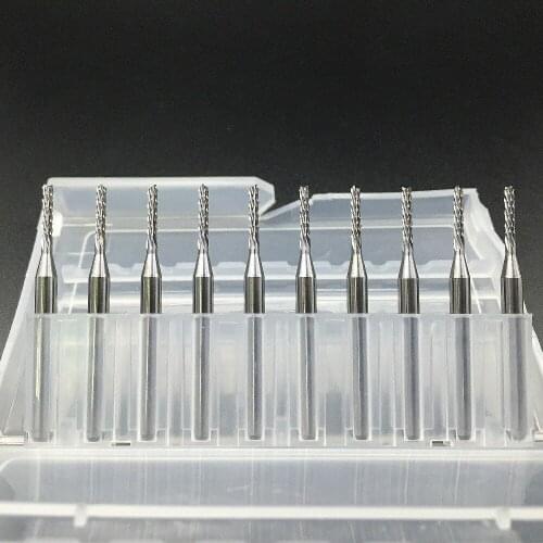 10Pcs 3.175x1.0x7.0mm left hand down cut Corn Teeth Bit PCB Mill Cutter End Mill