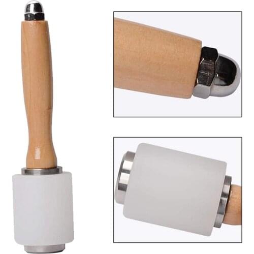 Hot 2 Pcs Leather Carving Hammer Leather Mallet Wooden Handle Nylon Hammer Leather Tools for Handmade DIY Leather Work