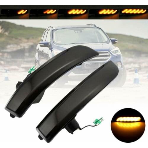 For Ford Kuga Ecosport 2013~2018 Car Rear View Mirror Lights Indicator Dynamic Blinker Led Turn Signal Lights Smoked Flowing