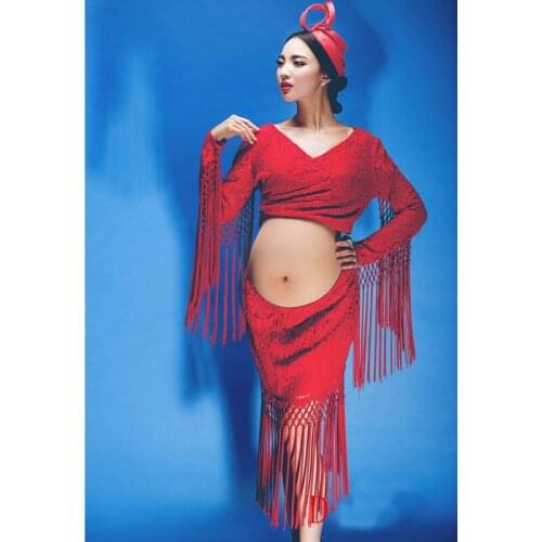 Tassels Pregnancy Dress Photography Set Maternity Dresses For Photo Shoot Maternity Photography Props Dress For Pregnant Women