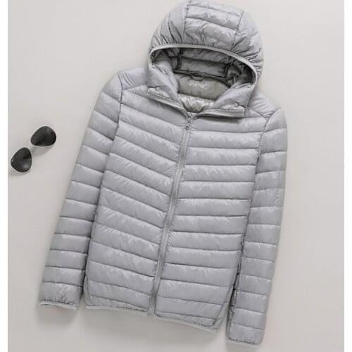 Autumn Winter Men Light Thin Warm 90% White Duck Down Jackets Solid Zipper Hooded Oversize Coat Tops Casual Loose Parka Outwear