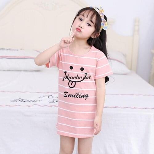 Summer Toddler Girl Nightgown Cartoon Teenager Sleepwear Night Dress Baby Nightdress Short Sleeve Children Clothes Nightdress