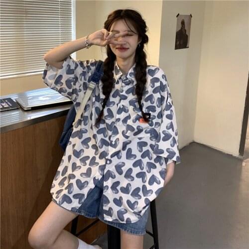 Summer vacation love shirt T-shirt women short-sleeved vintage Korean fashion Harajuku clothes oversize unisex lgbt clothing