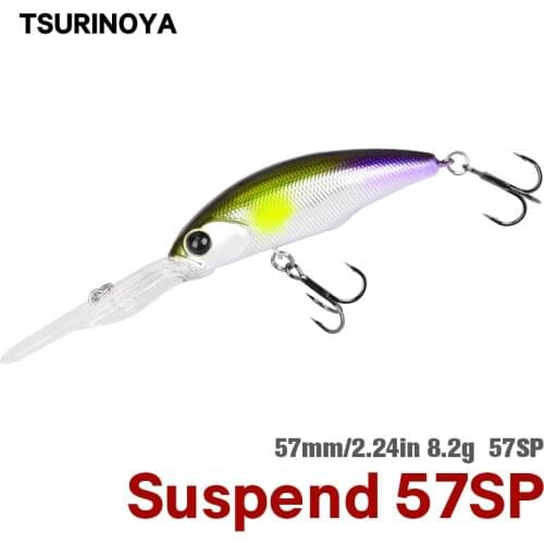 TSURINOYA Top Fishing Lure Minnow Shad Suspending Wobbler 57mm 8.2g Artificial Bait Carp Pike Jerkbait Long Casting Hard Baits