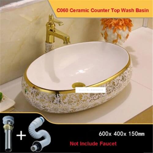 C060 European-style Countertop Sink High-quality Household Luxurious Artistic Wash Basin Bathroom Ceramic Counter Top Wash Basin