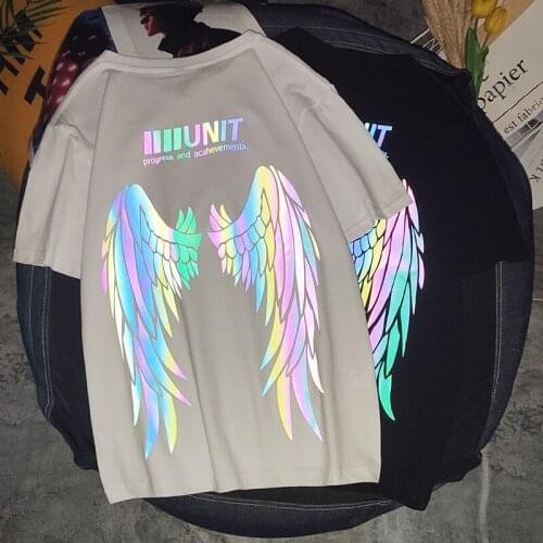 2021 New Hip-Pop Mens T-Shirt Loose O-Neck Wing Reflective Print Plus size T-Shirt Short Sleeve Top Graphic T Shirts Streetwear