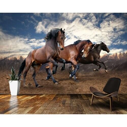 Papel de parede Running horses horses close-up animal 3d wallpaper,living room tv wall bedroom mural wall papers home decor