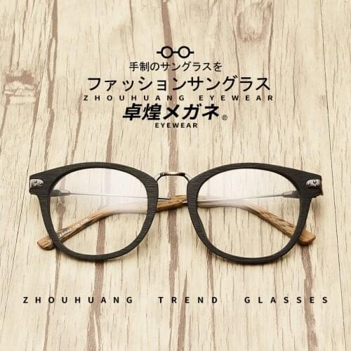Retro Round Wood Glasses Frame Men Prescription Myopia Optical Acetate Eyeglasses Frame Women Male Luxury Brand Eyewear Oculos