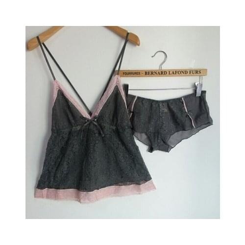 Yomrzl Sexy cutout lace female sleepwear spaghetti strap thin nightgown pajama pijama pyjama set M368