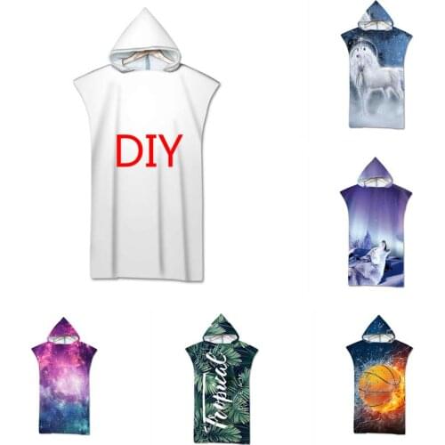 DIY Customization Microfiber Printed Hooded Beach Towel for Adults Quick Dry Swimming Pool Poncho Bath Towel with Cloak Bathrobe