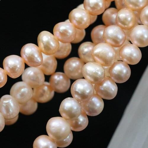 Popular freshwater orange natural pearl neaarround 7-8mm loose beads fit diy necklace wholesale retail jewelry 15inch B1352
