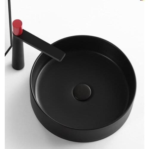 Bathroom Sink Nordic Creative Red Black Round Wash Basin Small Size Ceramic WashBasin Single Basin