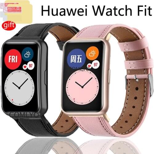 3in1 Watchband for huawei watch FIT strap leather wristband outdoor sport bracelet belt for HUAWEI fit screen protector film
