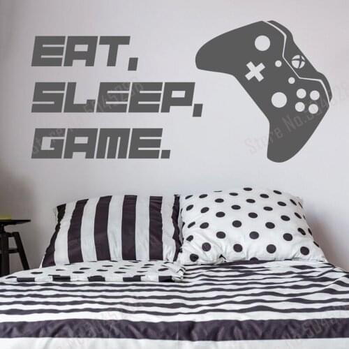 Eat Sleep Game Wall Sticker Decal Gaming Teen Boys Bedroom Vinyl Adhesive Removable Kids Boys Room Decor Art Design Z678