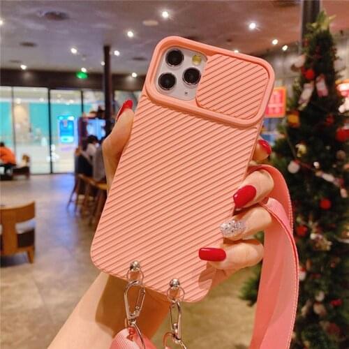 Luxury Lanyard Silicone Phone Case For iPhone 12 11 Pro Max SE XSmax XR XS X 8 7 Plus Camera Protection Cover