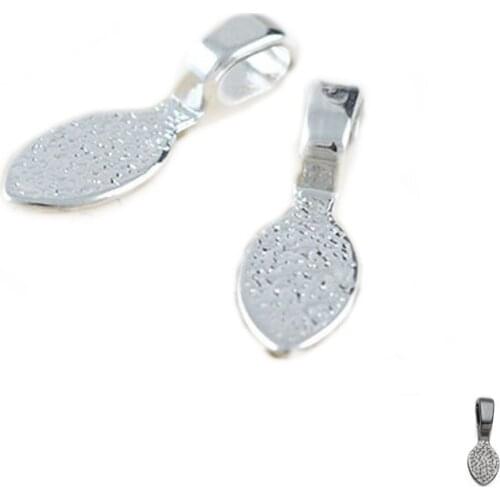 Sterling water-drop Glue on Bails, Shiny Silver Color Bails for Glass Tile Pendants Making scrabble tiles diy