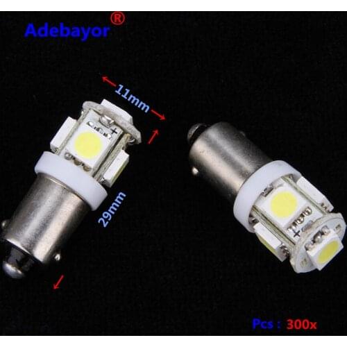 300X T11 BA9S 5 SMD 5050 LED Light bulbs 5SMD T4W 1445 Q65B H6W 182 53 57 Car Indicators Light Interior Bulb Wedge Lamp 7color