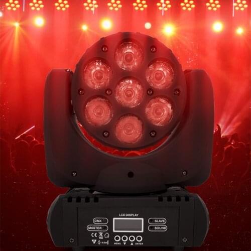 7x12W RGBW 4in1 LED Beam Moving Head Light DMX control Colorful wash effects DJ Disco music party lights Show stage lighting