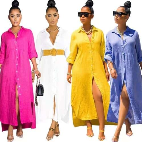 Traf Solid Color Irregular Long Shirt Dress Turn Down Collar Loose Shein Za Summer Women Casual Maxi Dresses Beach Vacation Robe