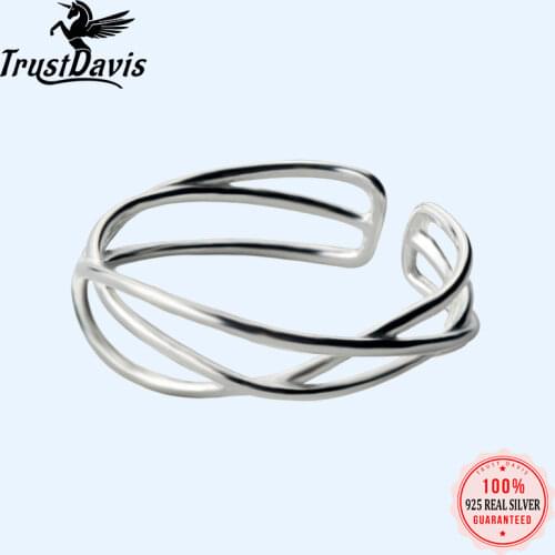 Trusta 2018 100% 925 Sterling Silver Fashion Women Jewelry Hollow Cocktail Ring Sizable 5 6 7 Girls Xmas Gift DS482