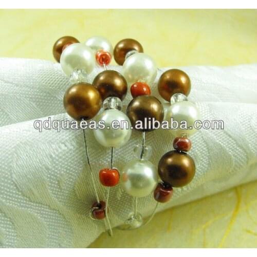 Pearl decoration napkin ring for wedding, pearl napkin holder