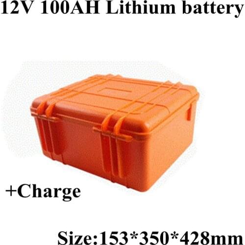 Waterproof 12V 100Ah Lithium Li Ion Battery Pack for Solar Energy System Motorhome RV Autocaravans Golft Cart Marine+10A Charger