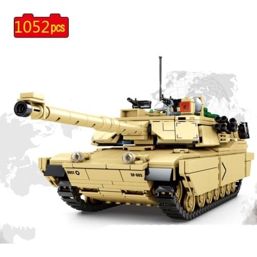 Military WW2 army M1A2 main battle tank Armored vehicle soldier SWAT Building Blocks Bricks Toys Gifts