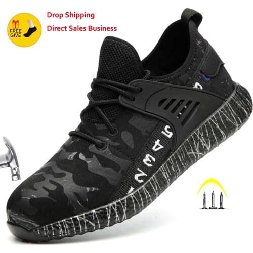 XPUHGM Dropshipping Work Safety Shoes Puncture Proof Steel Toe Safety Boot Soft Light Work Indestructible Shoes For Men Women