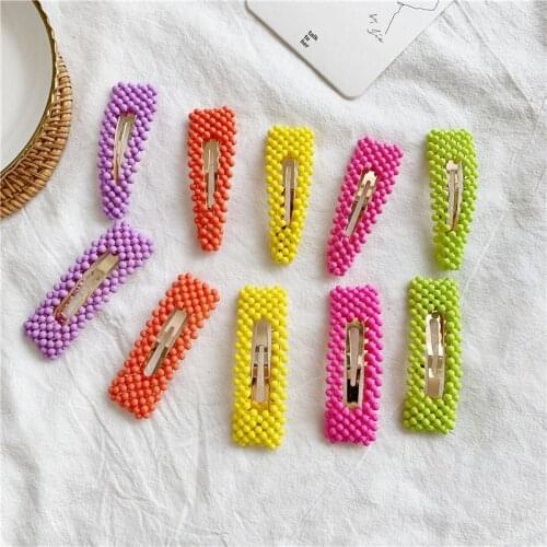 2019 New Fashion Women Fluorescent Color Frosted Beads Fairy BB Clip Hair Styling Accessories For Women Girls