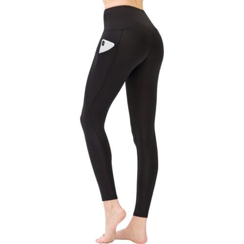 Womens Black High Waisted Double Pockets Rallying Sports Leggings Stretchy Comfortable Depletory