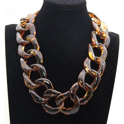 Vintage Acrylic Long Chain Choker Necklace For Women Chunky Link Chains Collar Necklace & Pendants Fashion Boho Jewelry Bijoux