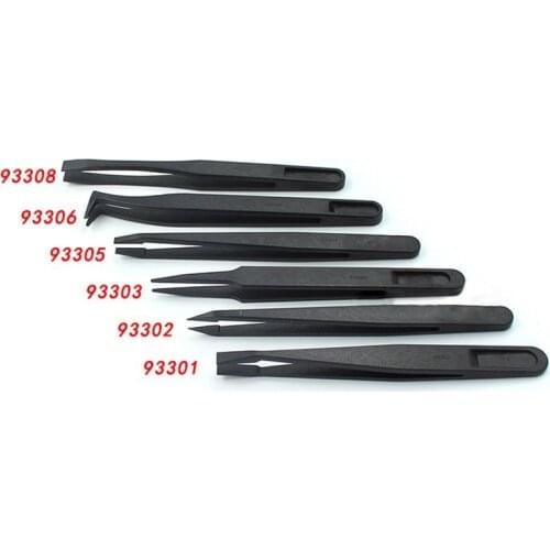 1 PC Useful Carbon Fiber Tweezers Plastic Antistatic Straight Curved Anti-static Conductive Tweezer Clip Hand Sewing Tools