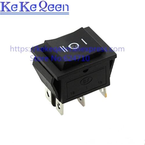 10PCS/LOT KCD4-201 25X31mm 6 Pin 3 Position 16A 250V 20A 125VAC ON-OFF-ON SPDT Snap in Black Big Boat Rocker Switch