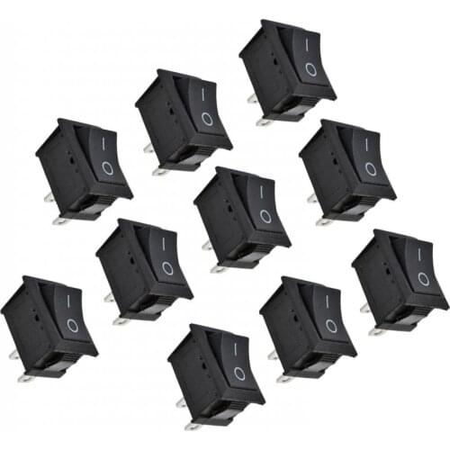 10pcs SPST Square On/Off Black Rocker Switch 12V DC 2-Pin Plastic Snap in