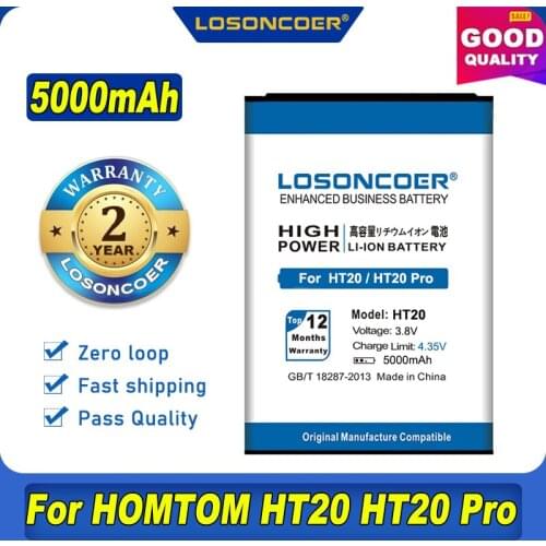 100% Original LOSONCOER 5000mAh HT20 Battery For HOMTOM HT20 HT20 Pro